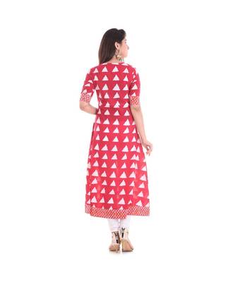 red cotton stitched half_sleeve kurtis 4