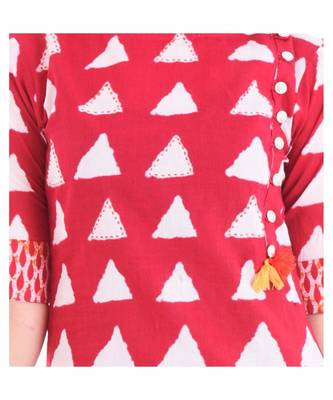red cotton stitched half_sleeve kurtis 5
