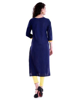 blue cotton stitched quarter_sleeve kurtis 4