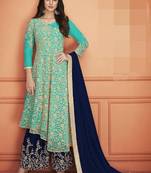 Blue embroidered georgette salwar
