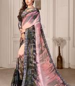 Multicolor printed georgette saree with blouse