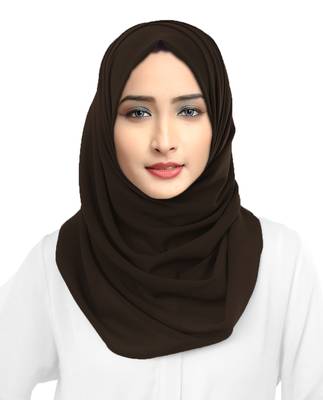 Casual Wear Brown Color Georgette Scarf Hijab Dupatta  1