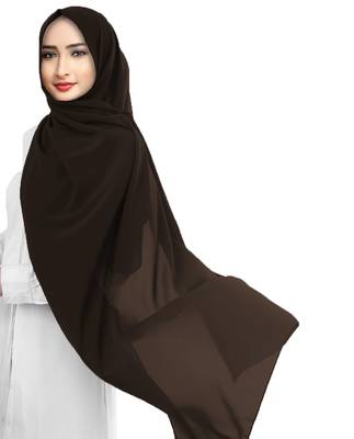 Casual Wear Brown Color Georgette Scarf Hijab Dupatta  2