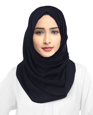Metallic Blue Color Georgette Scarf Hijab Dupatta For Women 1
