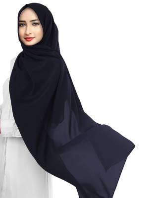 Metallic Blue Color Georgette Scarf Hijab Dupatta For Women 2