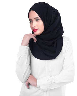 Metallic Blue Color Georgette Scarf Hijab Dupatta For Women 3