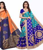 Combo Of 2 Printed Art Silk Saree With Blouse