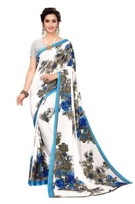 Multicolor  Printed Georgette Saree With Blouse  1