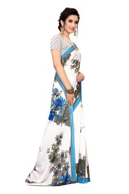 Multicolor  Printed Georgette Saree With Blouse  3