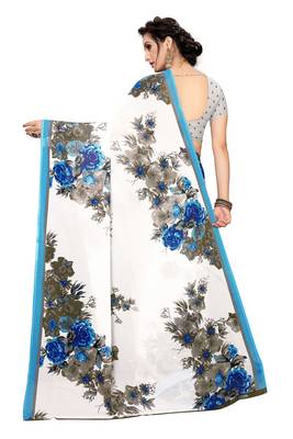 Multicolor  Printed Georgette Saree With Blouse  4