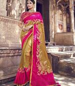 Olive embroidered banarasi silk saree with blouse