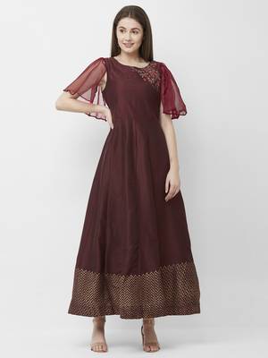 Maroon embroidered cotton kurtas-and-kurtis 1