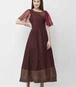 Maroon embroidered cotton kurtas-and-kurtis