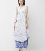 White printed cotton kurtas-and-kurtis