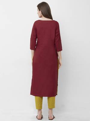 Maroon embroidered cotton kurtas-and-kurtis 2