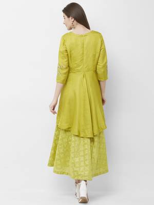Green embroidered silk kurtas-and-kurtis 2