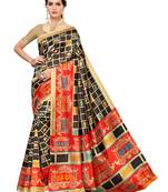 Multicolor printed art silk saree with blouse