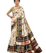 Multicolor printed art silk saree with blouse