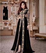 Black Gold Designer Wedding Wear Georgette Anarkali Suit