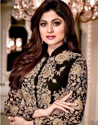 Black Gold Designer Wedding Wear Georgette Anarkali Suit 2