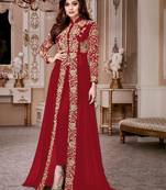 Red Gold Designer Wedding Wear Georgette Anarkali Suit