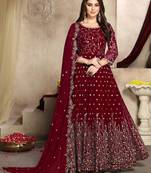 Dark Red Designer Wedding Wear Georgette Anarkali Suit