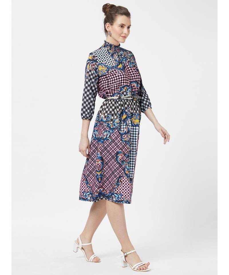 Women's Blue Graphic print Polyester Dress BKind 3095306