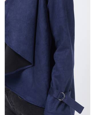 Women's Blue Shawl Collar Polyester Jacket 2