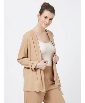 Women's Beige Suede finish Viscose Jacket 1