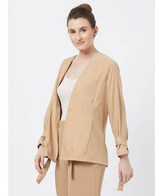 Women's Beige Suede finish Viscose Jacket 2