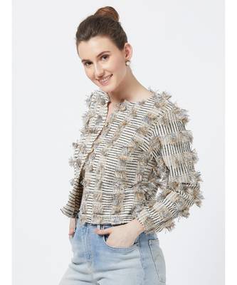 Women's Off-white Fancy Jacquard Jacket 3