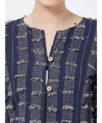 Women's Blue Fancy Jacquard Jacket 2