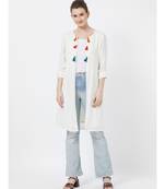 women's Off-white Fancy Cotton Jacket