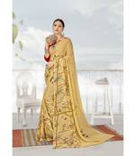 Beige printed georgette saree with blouse