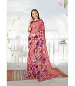 Peach printed georgette saree with blouse