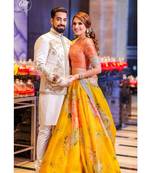Yellow Embroidered Organza Unstitched Lehenga