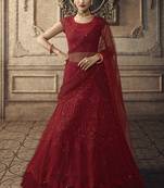 Maroon Bridal Net Lehenga Choli