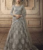 Grey Bridal Net Lehenga Choli