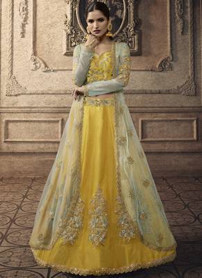 Yellow Bridal Net Lehenga Choli 1