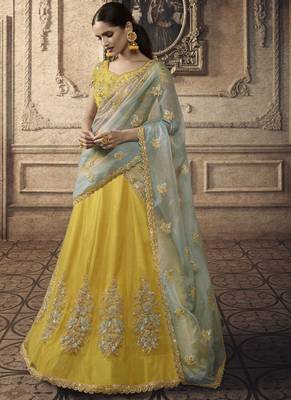 Yellow Bridal Net Lehenga Choli 2