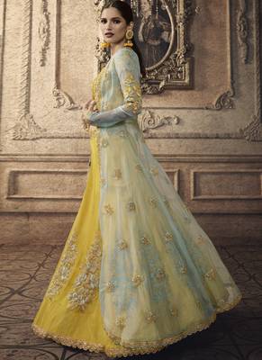 Yellow Bridal Net Lehenga Choli 3