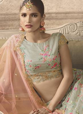 Light Grey Bridal Net Lehenga Choli 3
