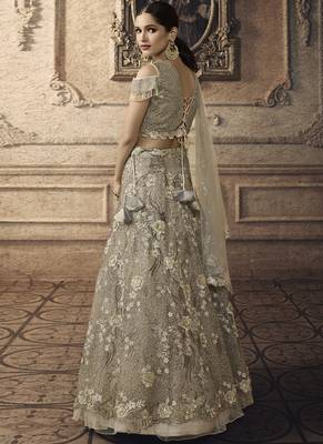 Grey Bridal Net Lehenga Choli 3