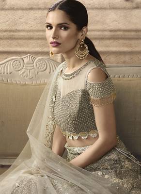 Grey Bridal Net Lehenga Choli 4