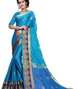  Womens Designer Firozi Banarasi  Saree With Designer Blouse