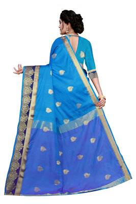  Womens Designer Firozi Banarasi  Saree With Designer Blouse 3