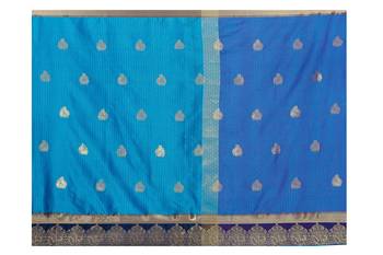  Womens Designer Firozi Banarasi  Saree With Designer Blouse 4