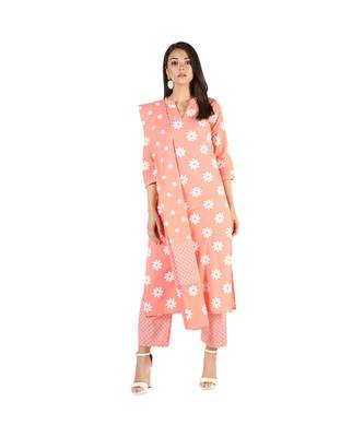 Peach khadi kurta set 1