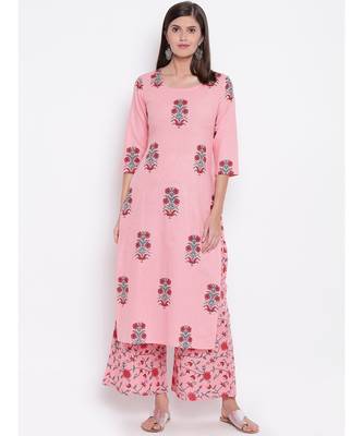Pink block kurta set 1