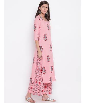 Pink block kurta set 2